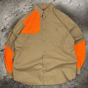 Columbia Men's Casual Tan and Orange Button Down Shirt
